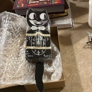 Kit Kat Whimsical Black Cat Clock EYES are FLAT and do not move! Brand new